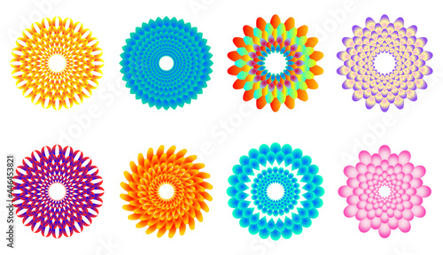 Abstract round circle colorful shapes icons for wrapping, clothing print