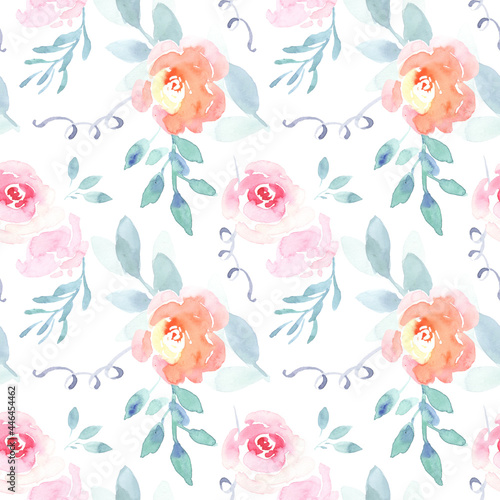 watercolor rose seamless pattern pastel
