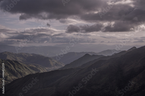 mountains valley and cloudy sky