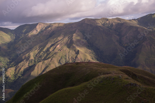mountains valley and cloudy sky