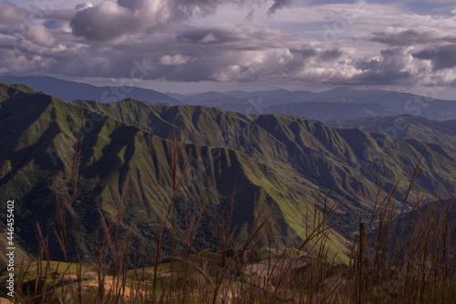 mountains valley and cloudy sky