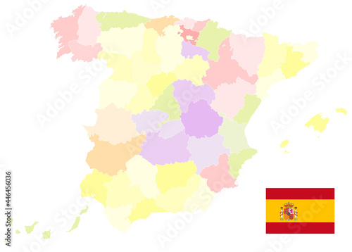 Administrative Map of Spain On White. No text