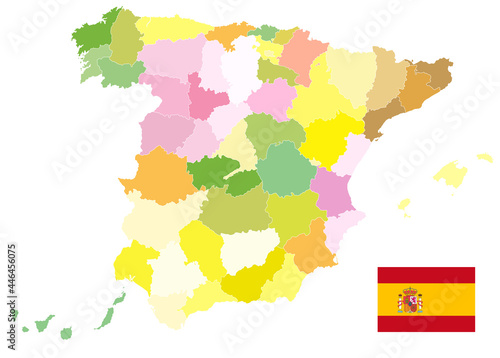 Administrative Political Map of Spain Isolated On White. No text