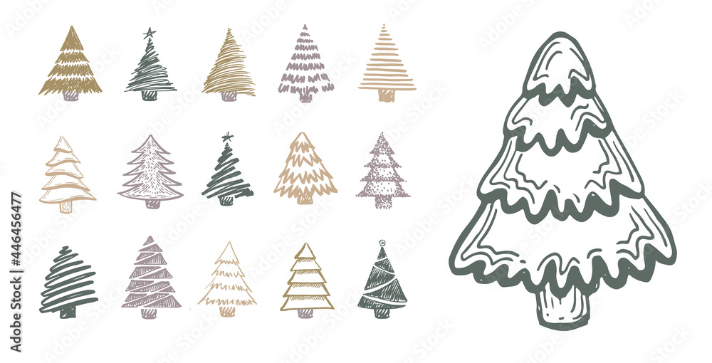 Christmas tree design, vector set.
Christmas tree design, vector set.