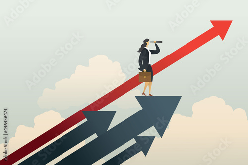 Businesswoman searching for opportunities goal.