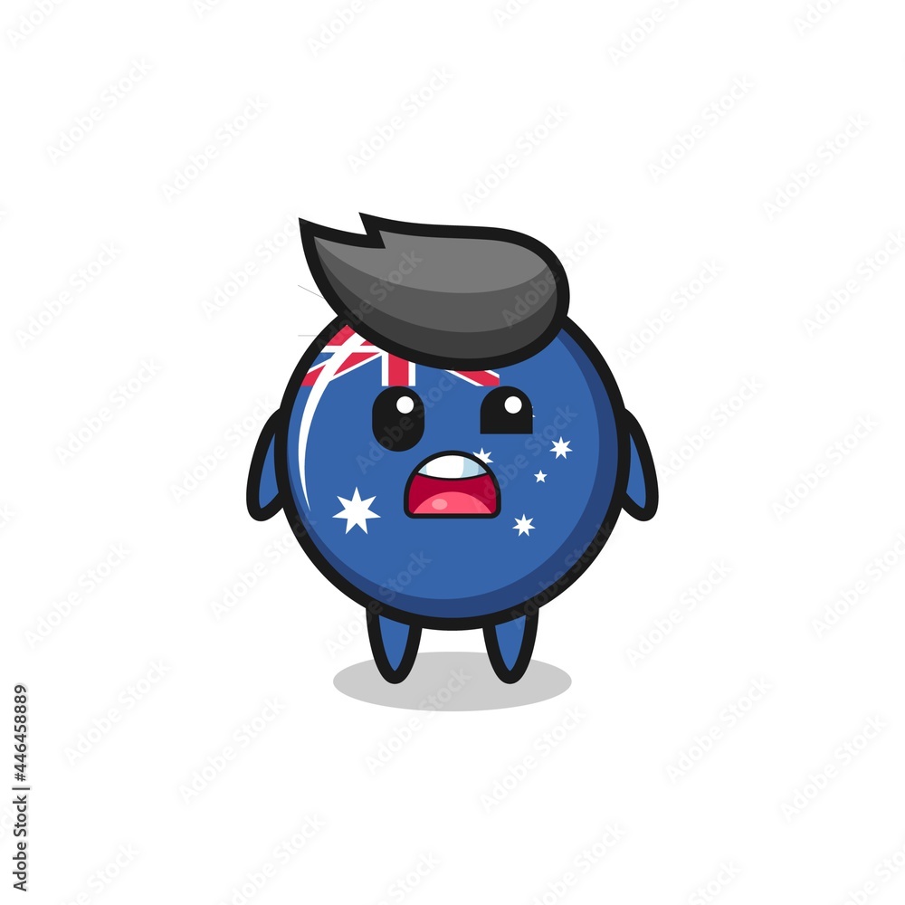 the shocked face of the cute australia flag badge mascot the shocked face of the cute australia flag badge mascot