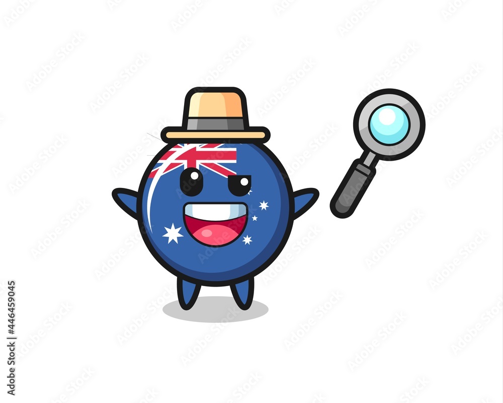 illustration of the australia flag badge mascot as a detective who manages to solve a case illustration of the australia flag badge mascot as a detective who manages to solve a case