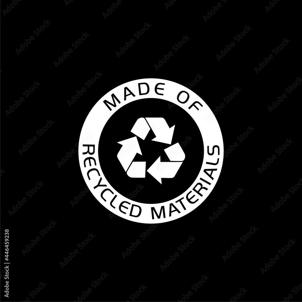 Made of recycled materials icon isolated on dark background Made of recycled materials icon isolated on dark background