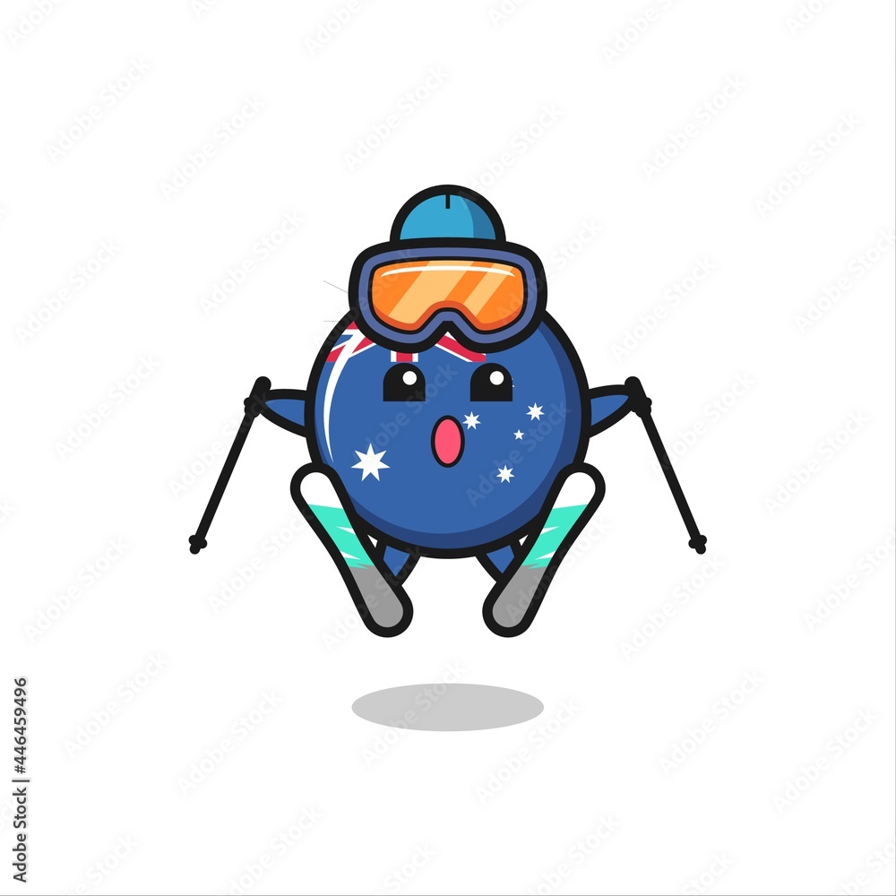 australia flag badge mascot character as a ski player australia flag badge mascot character as a ski player