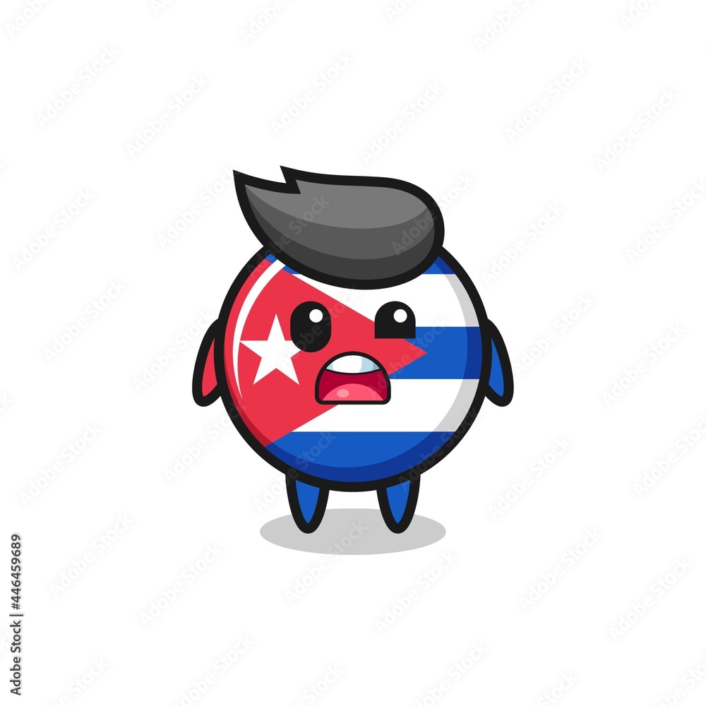 Fototapeta premium the shocked face of the cute cuba flag badge mascot