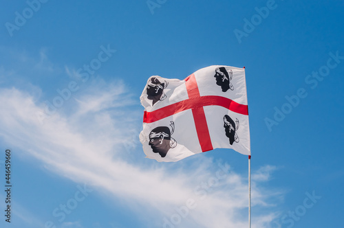 flag of sardinia in the blue sky photo