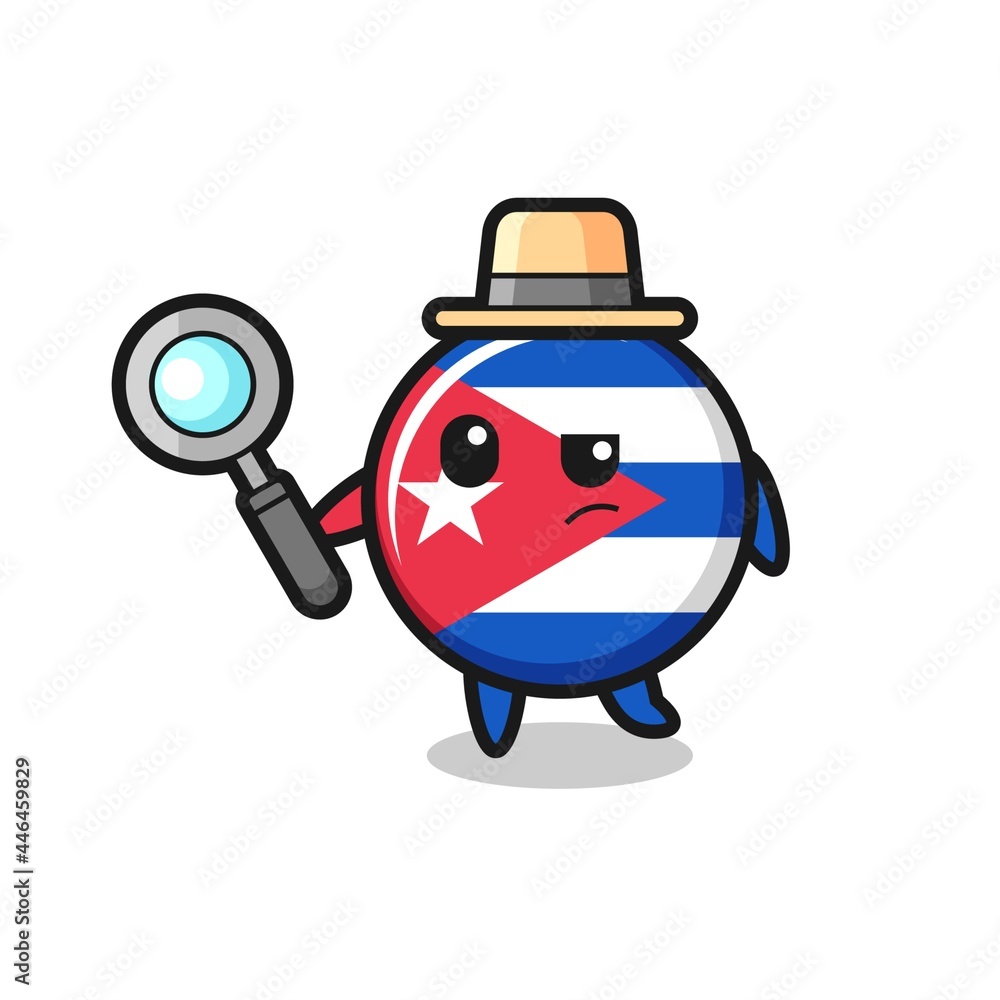 cuba flag badge detective character is analyzing a case cuba flag badge detective character is analyzing a case
