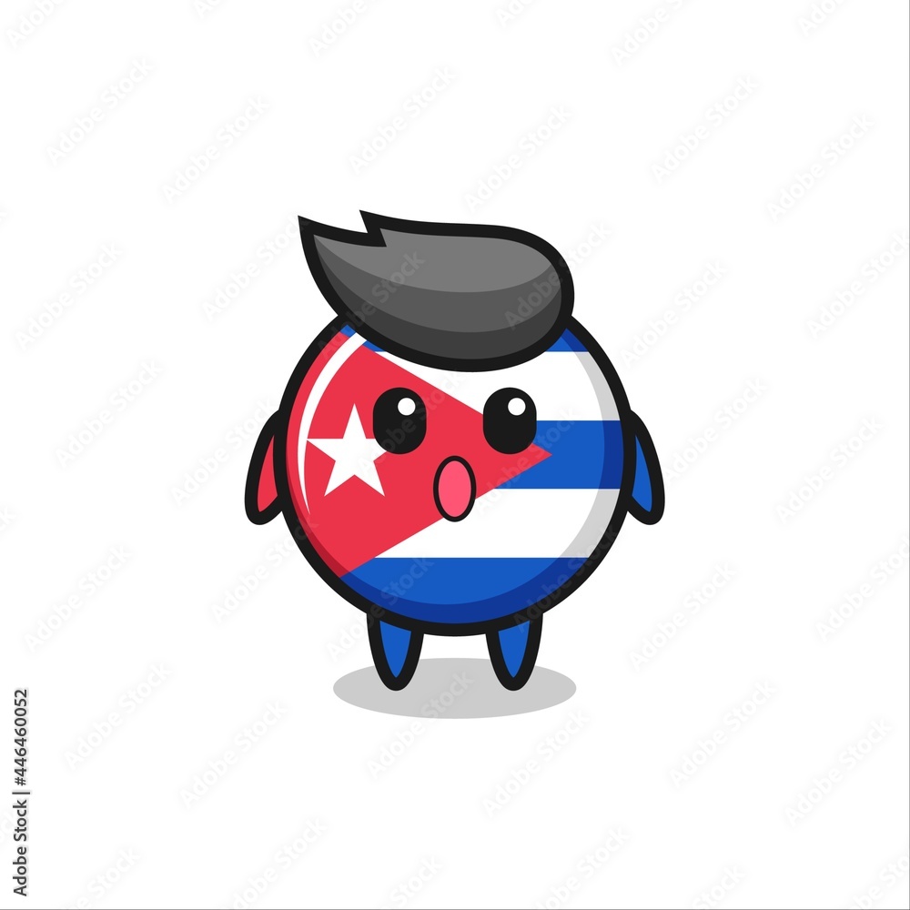 the amazed expression of the cuba flag badge cartoon