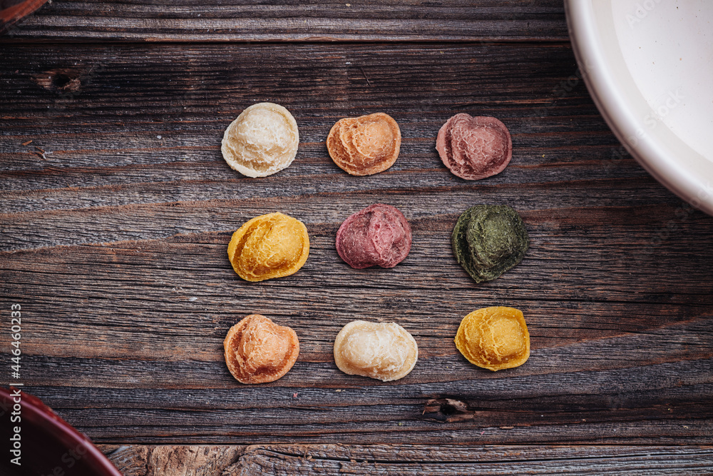 Hand made Orecchiette pasta with natural flavors Hand made Orecchiette pasta with natural flavors