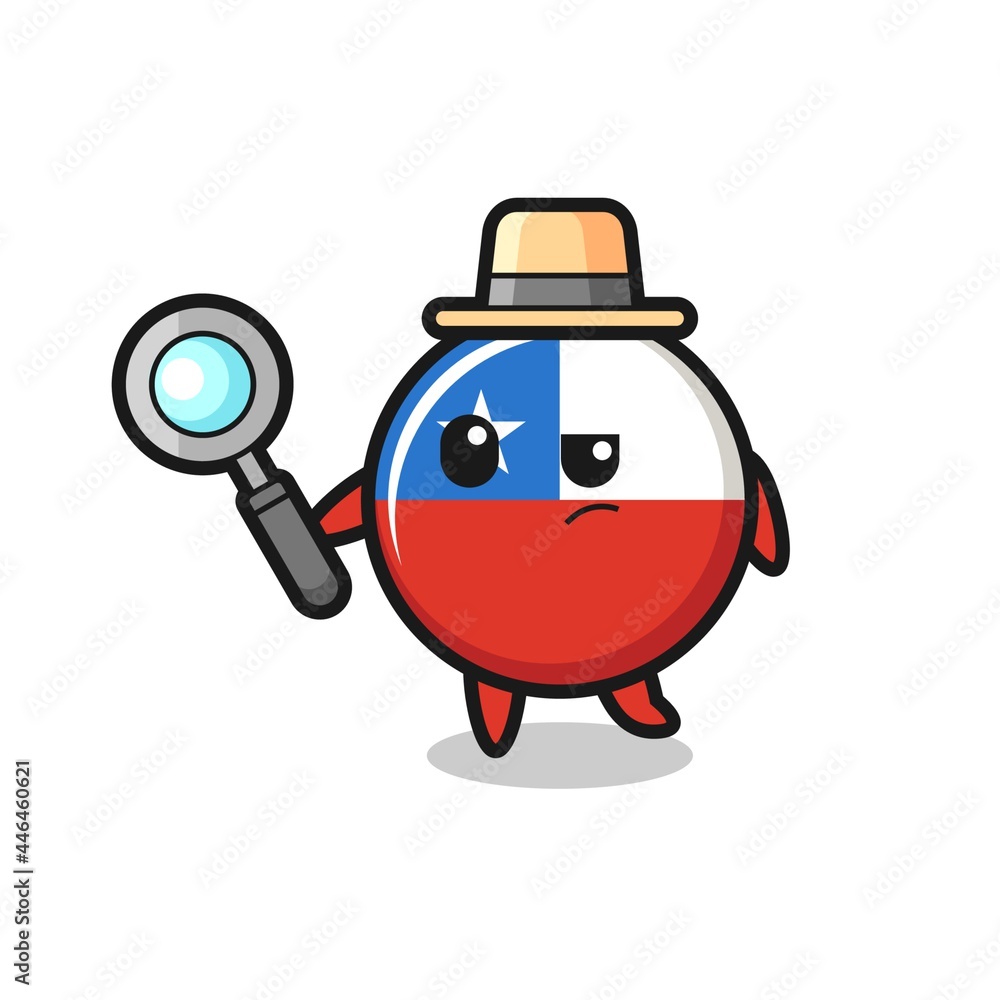 chile flag badge detective character is analyzing a case
