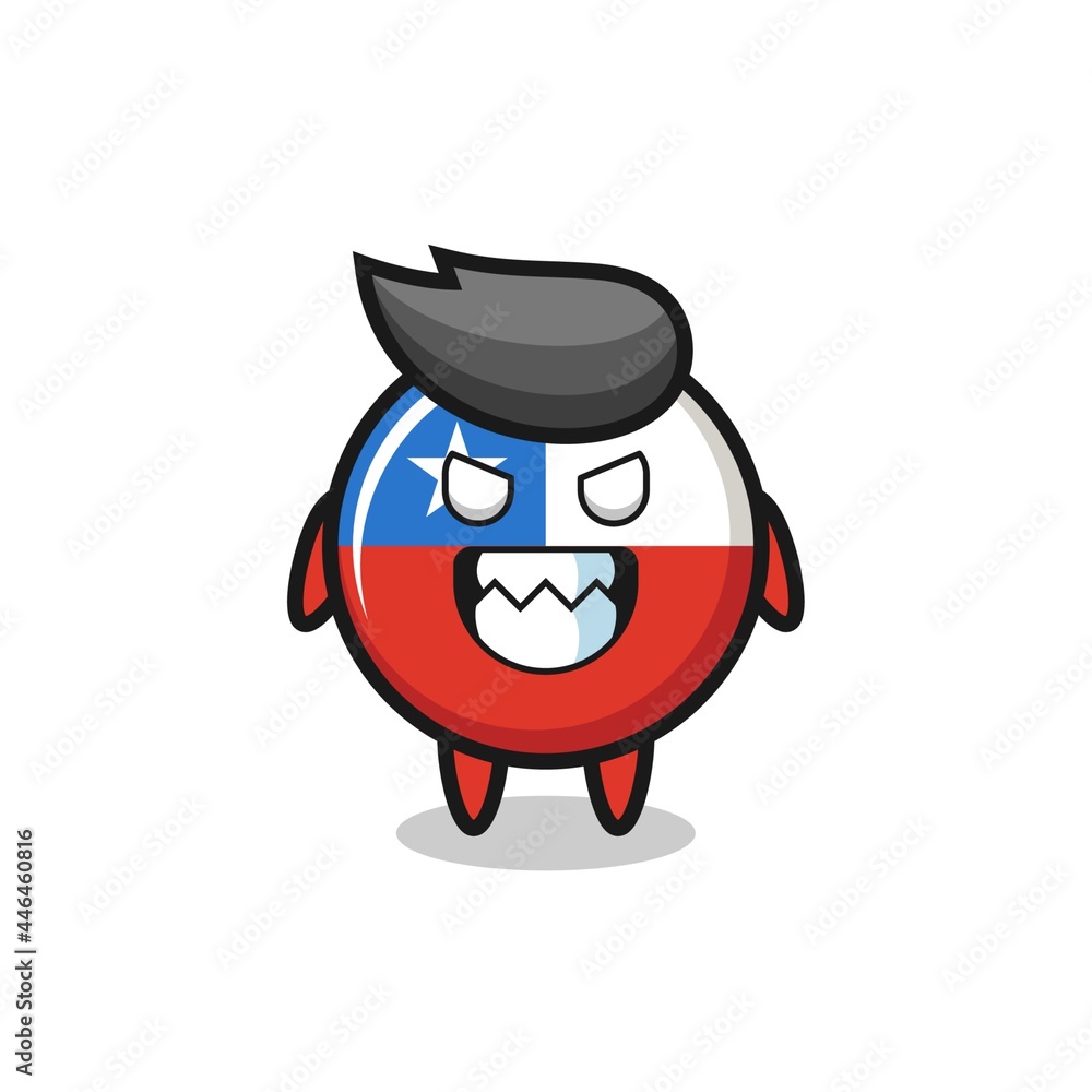 evil expression of the chile flag badge cute mascot character evil expression of the chile flag badge cute mascot character