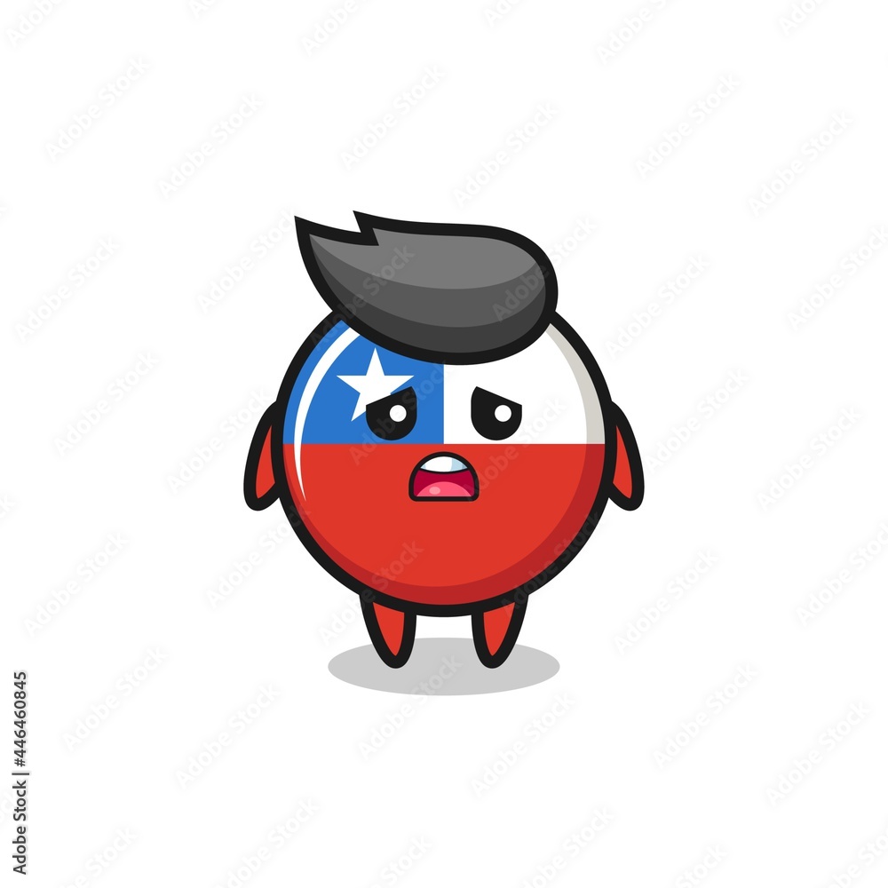 disappointed expression of the chile flag badge cartoon