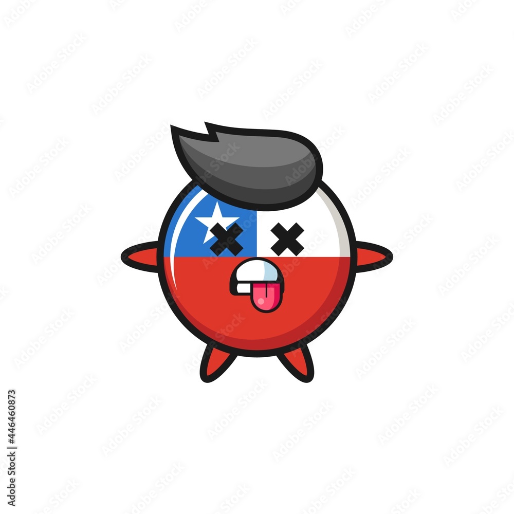 character of the cute chile flag badge with dead pose character of the cute chile flag badge with dead pose
