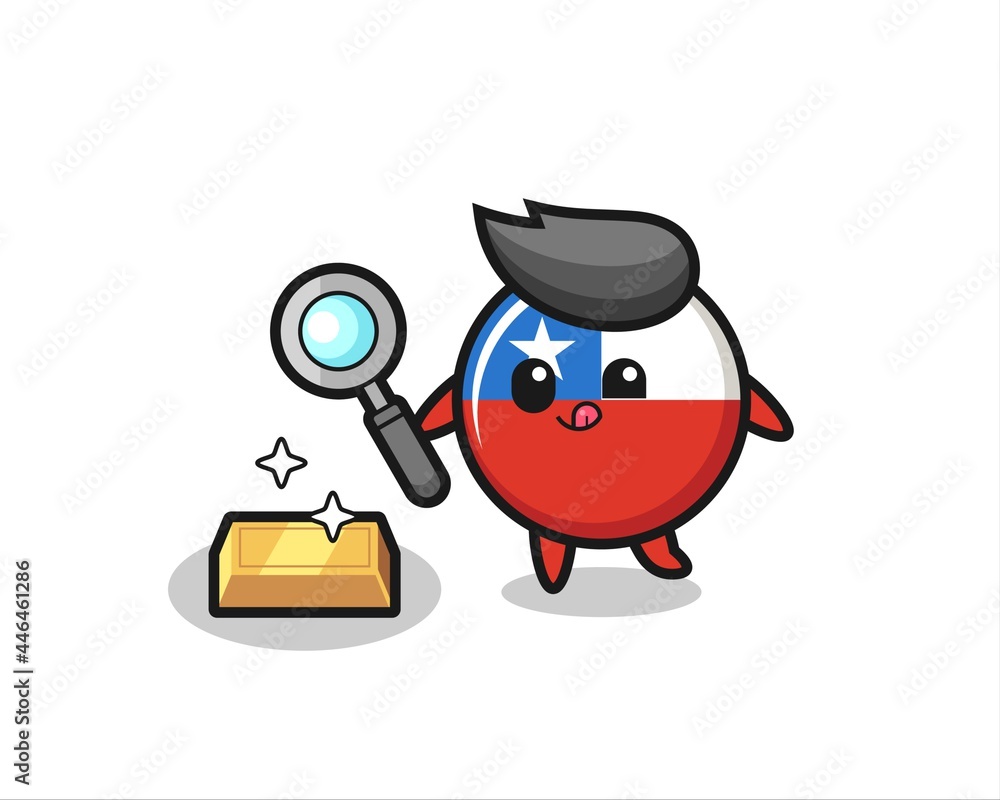 chile flag badge character is checking the authenticity of the gold bullion chile flag badge character is checking the authenticity of the gold bullion