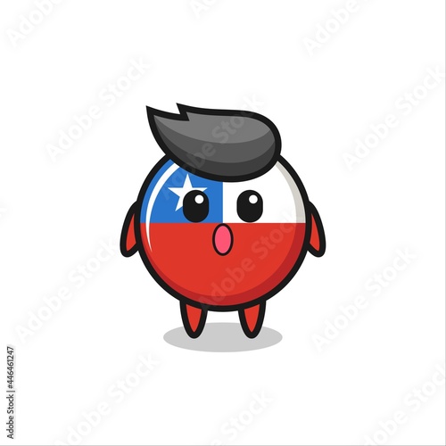 the amazed expression of the chile flag badge cartoon © heriyusuf