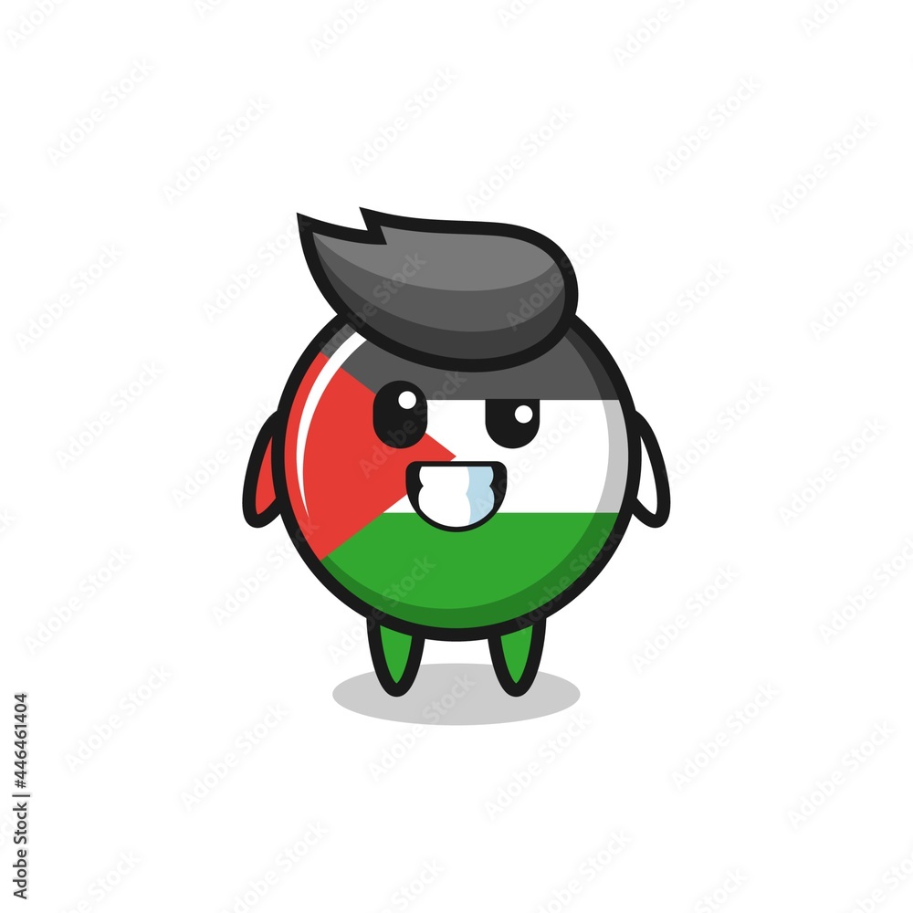 cute palestine flag badge mascot with an optimistic face