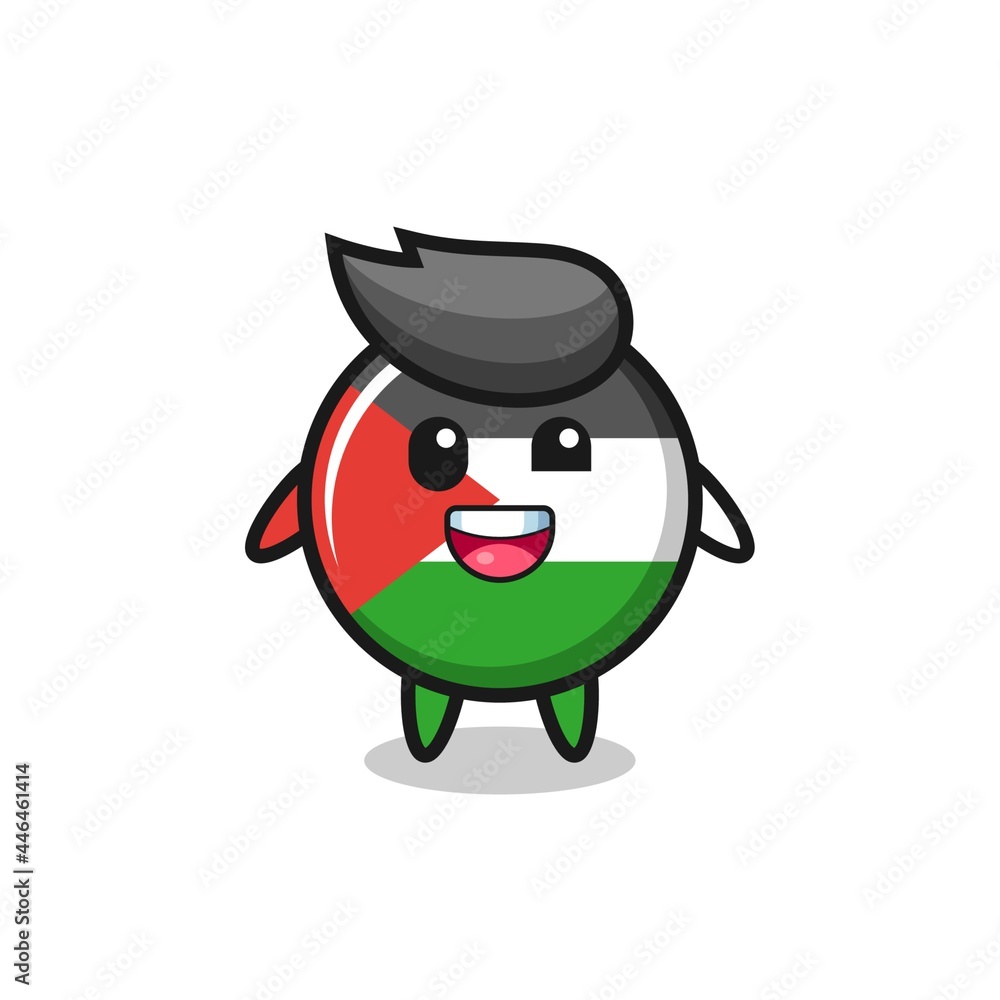 illustration of an palestine flag badge character with awkward poses