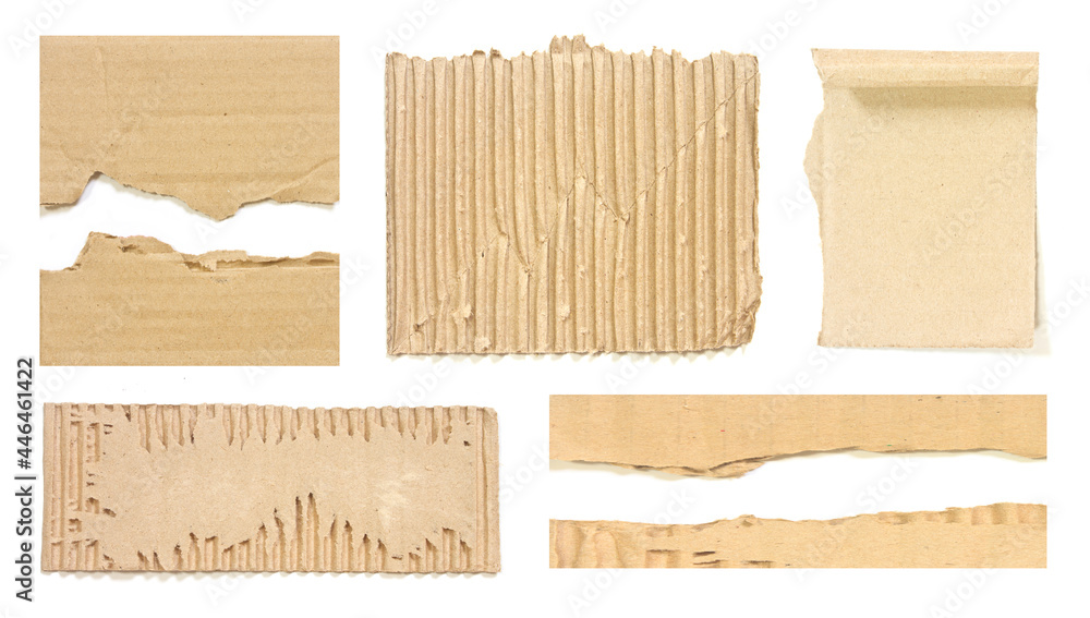 Corrugated cardboard paper isolated on white background.