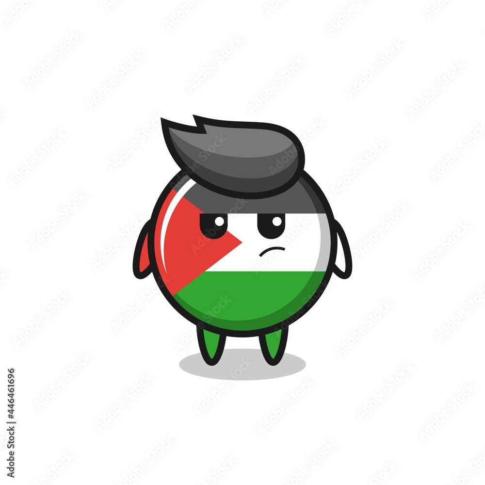 cute palestine flag badge character with suspicious expression cute palestine flag badge character with suspicious expression