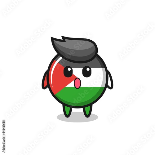 the amazed expression of the palestine flag badge cartoon