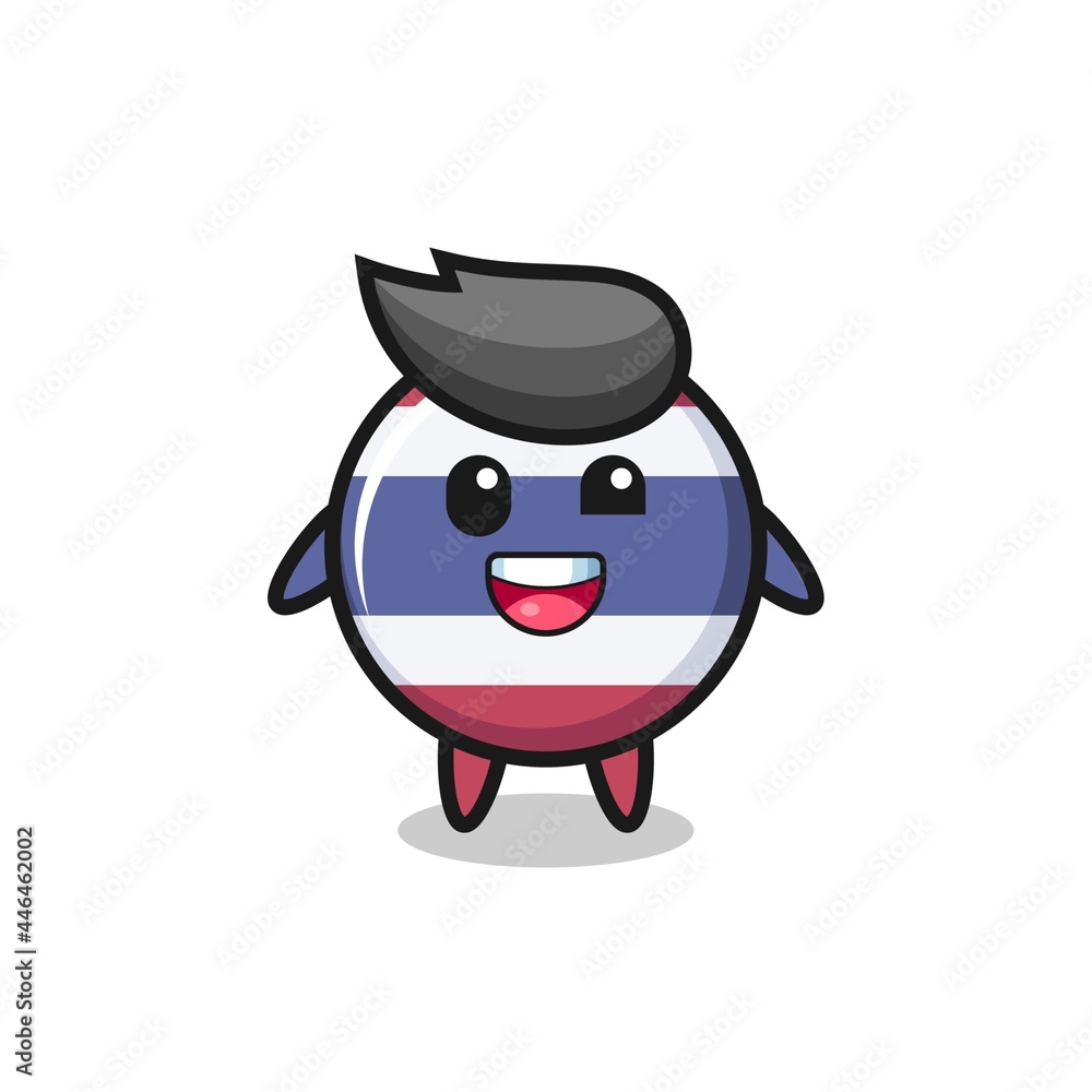 illustration of an thailand flag badge character with awkward poses