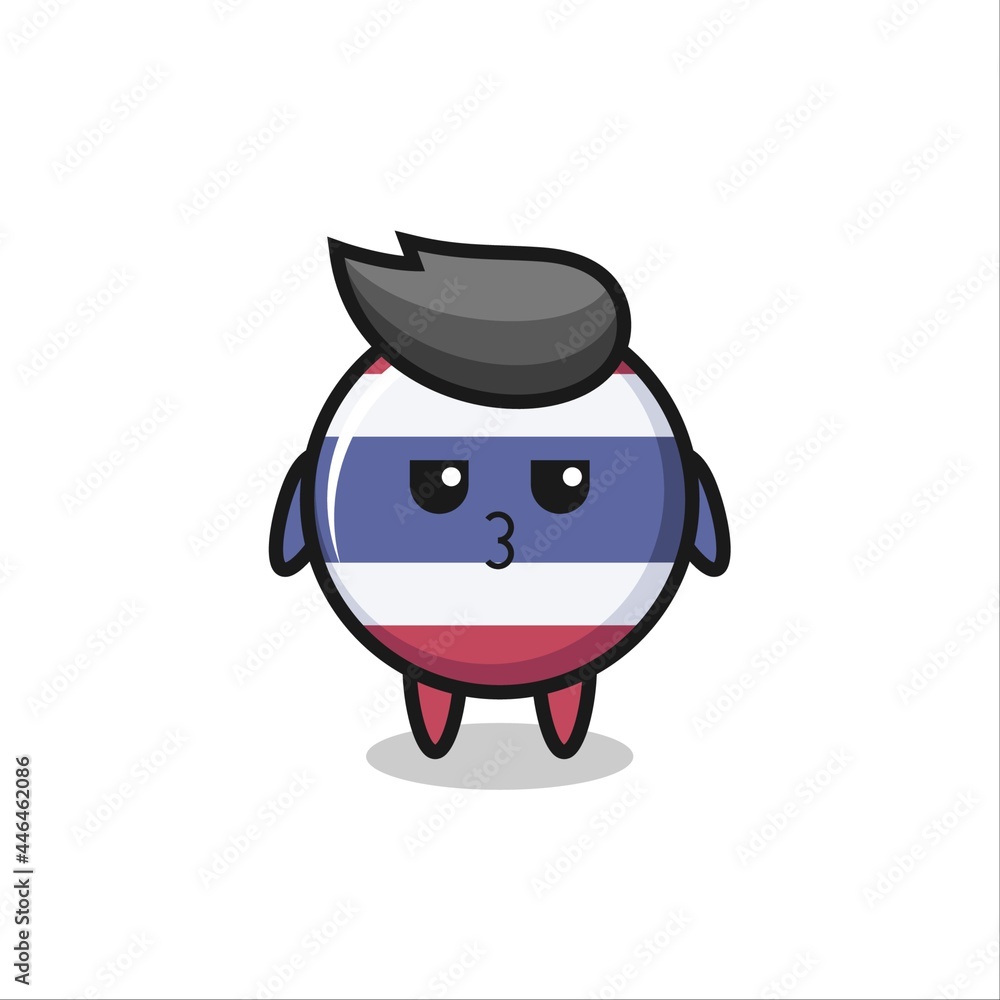 the bored expression of cute thailand flag badge characters
