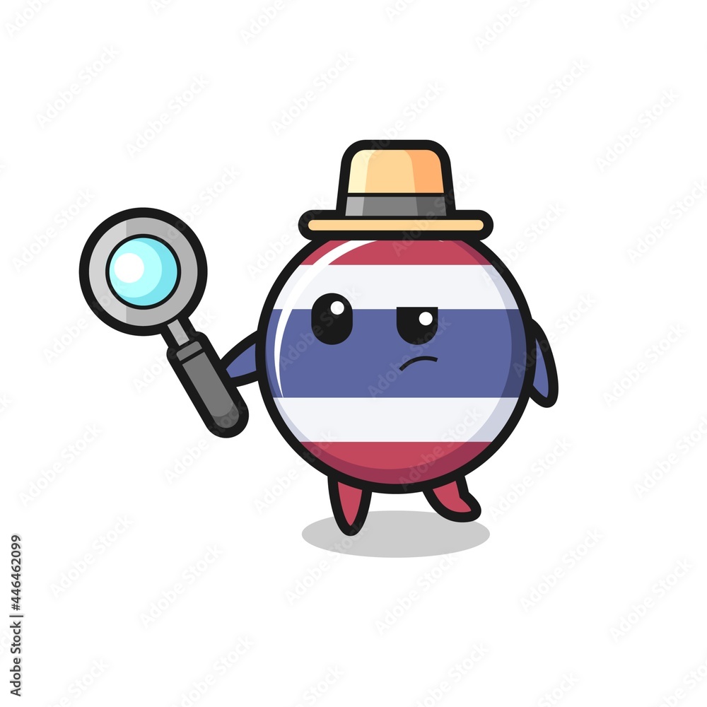 thailand flag badge detective character is analyzing a case