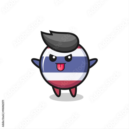 naughty thailand flag badge character in mocking pose