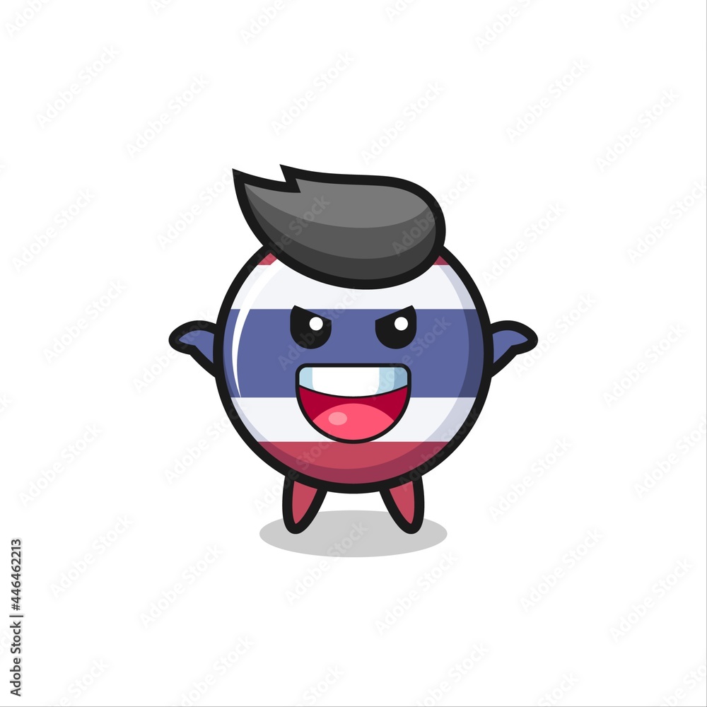 the illustration of cute thailand flag badge doing scare gesture