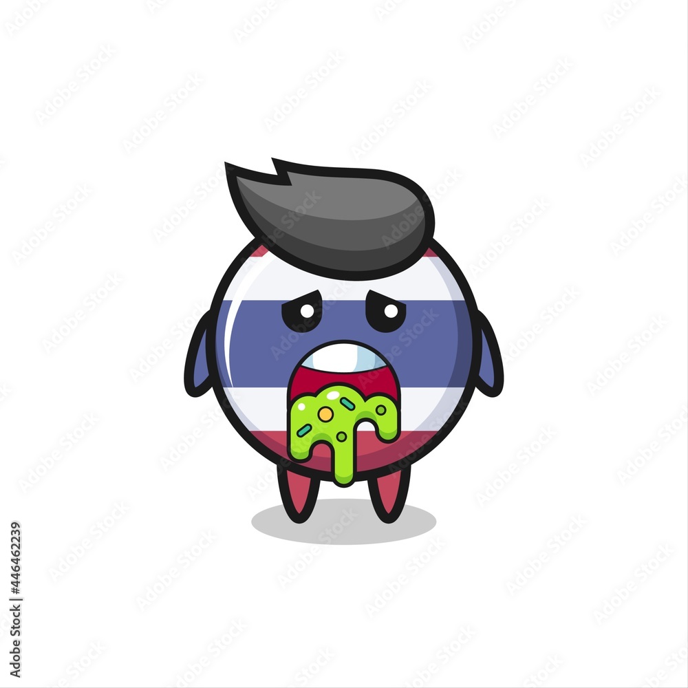 the cute thailand flag badge character with puke