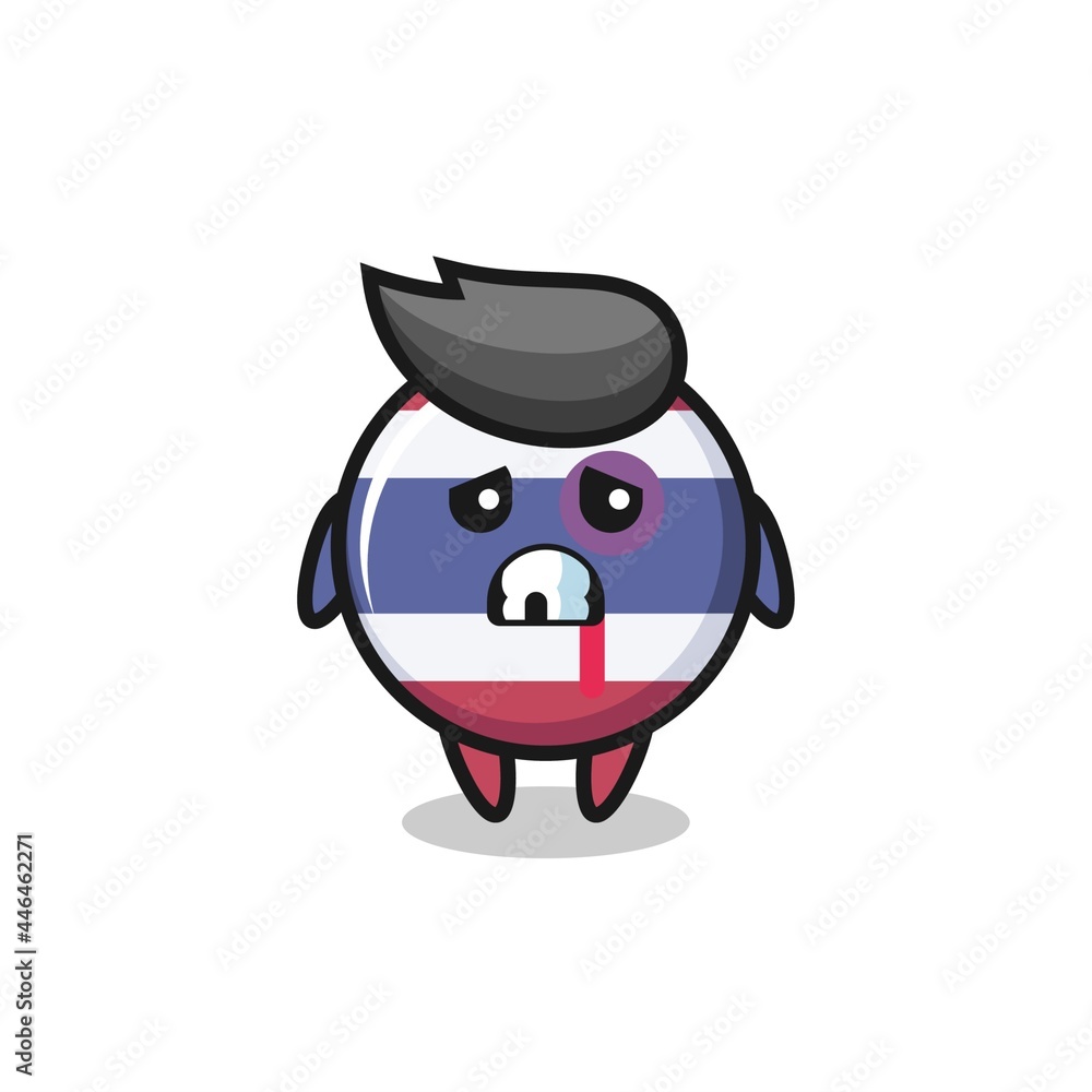 injured thailand flag badge character with a bruised face injured thailand flag badge character with a bruised face