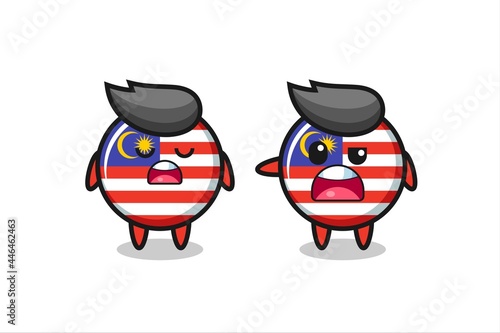 illustration of the argue between two cute malaysia flag badge characters