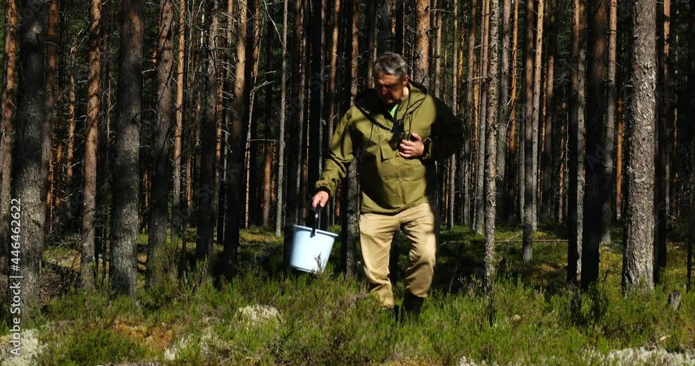 A man had a heart attack in a pine forest. Mushroom picker. A man had a heart attack in a pine forest. Mushroom picker.