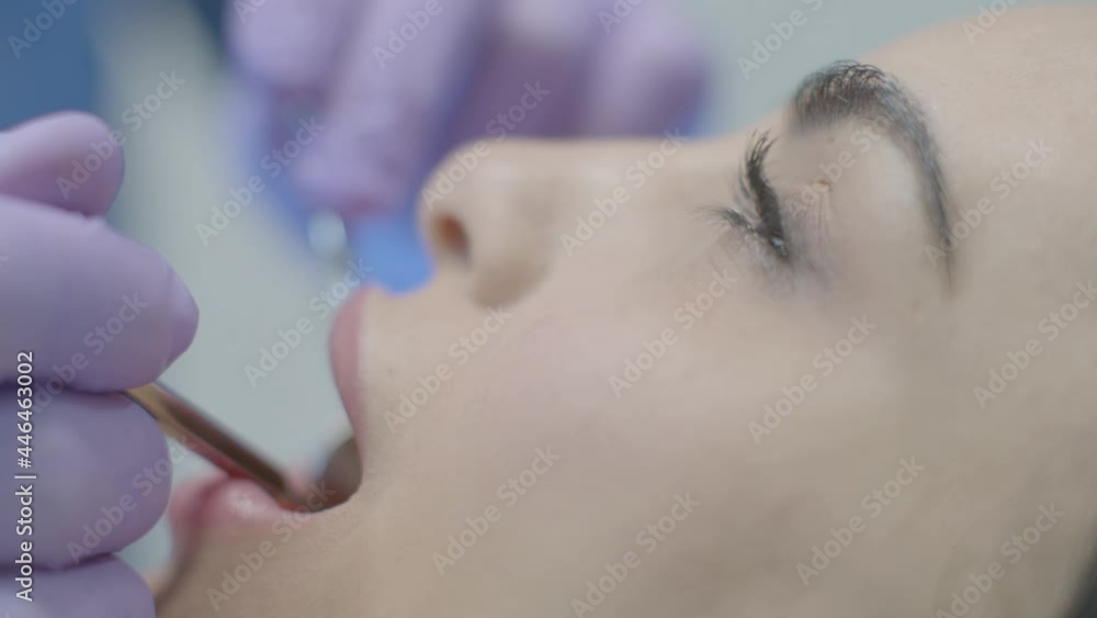sweet girl on the example of a stamotologist sweet girl on the example of a stamotologist