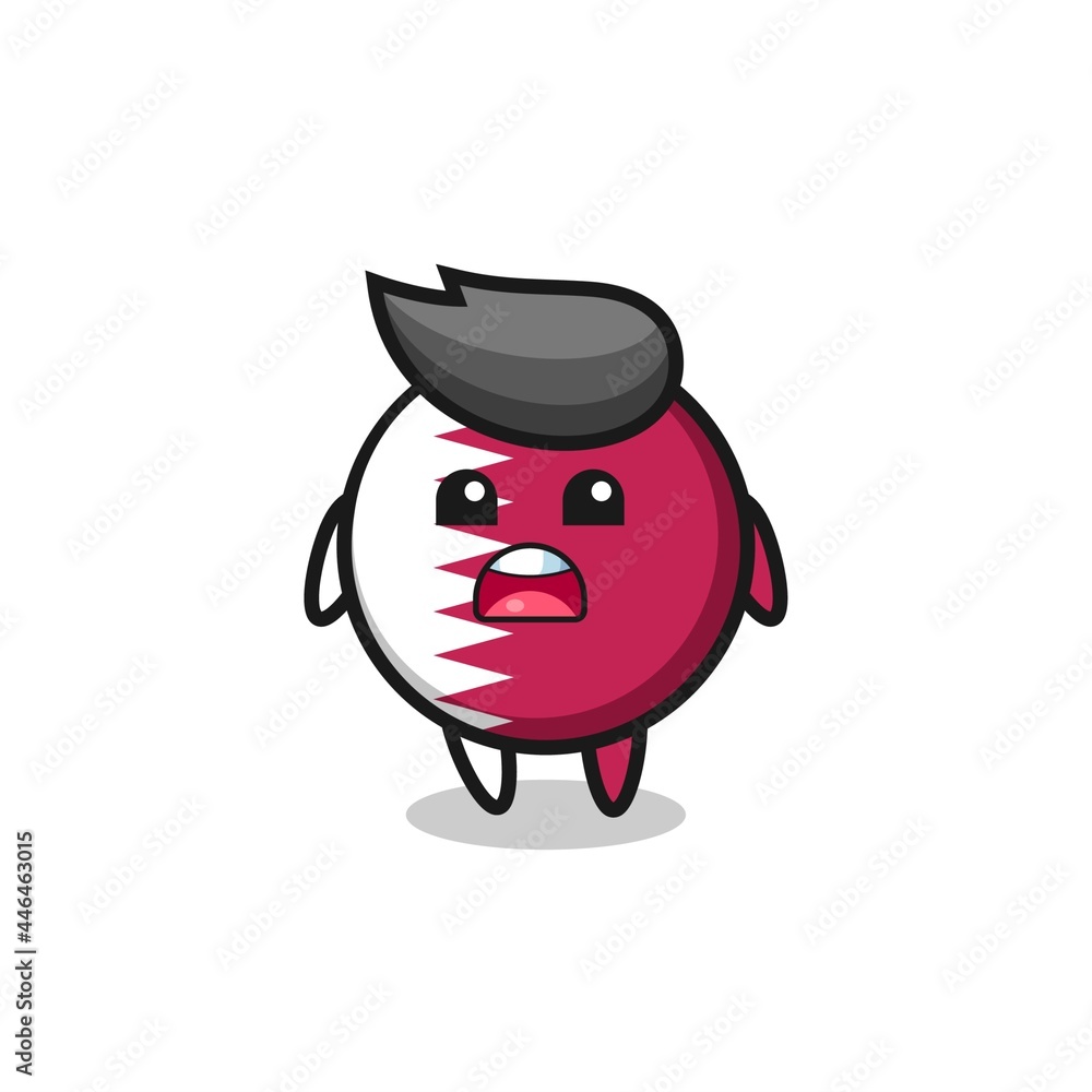 qatar flag badge illustration with apologizing expression, saying I am sorry qatar flag badge illustration with apologizing expression, saying I am sorry
