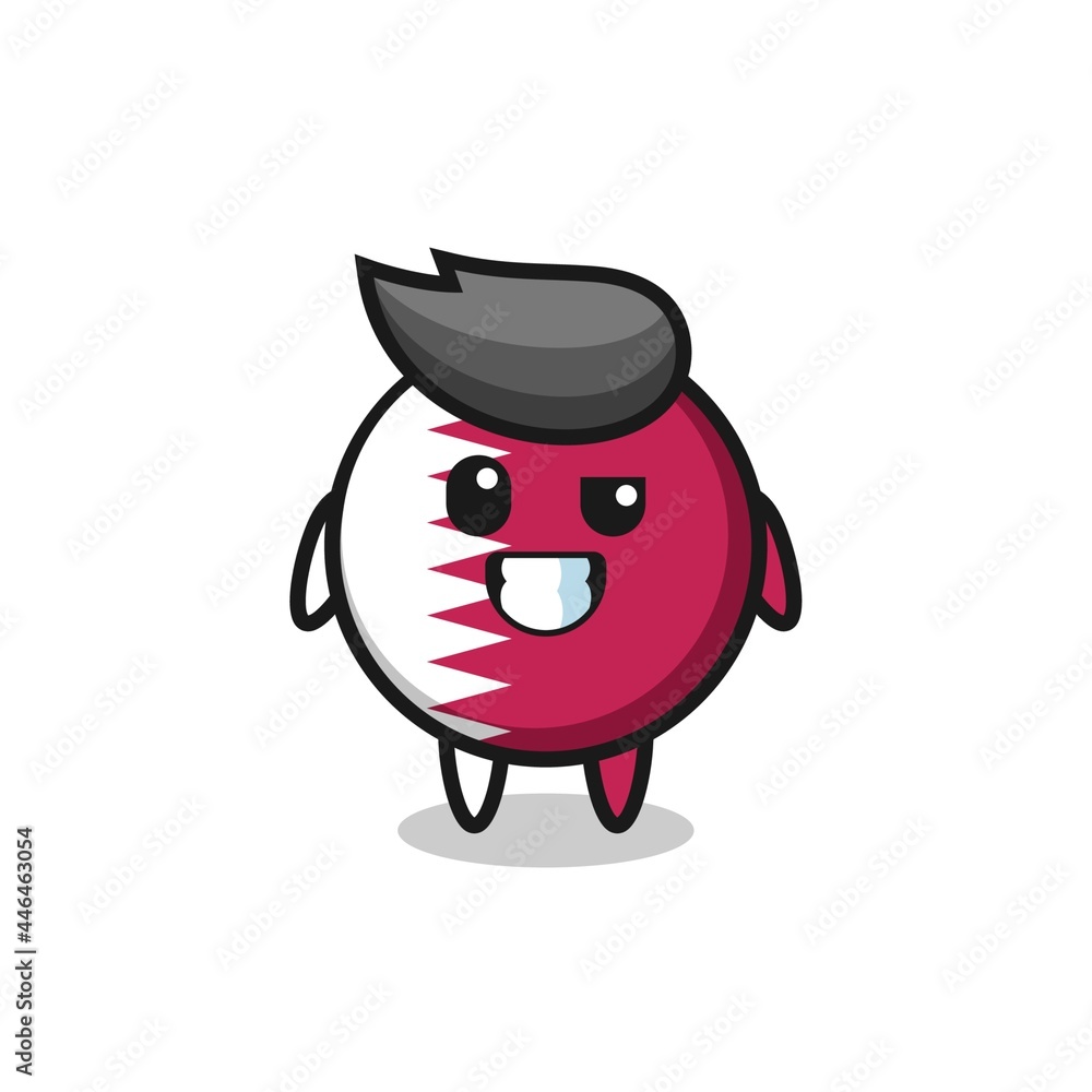 cute qatar flag badge mascot with an optimistic face cute qatar flag badge mascot with an optimistic face