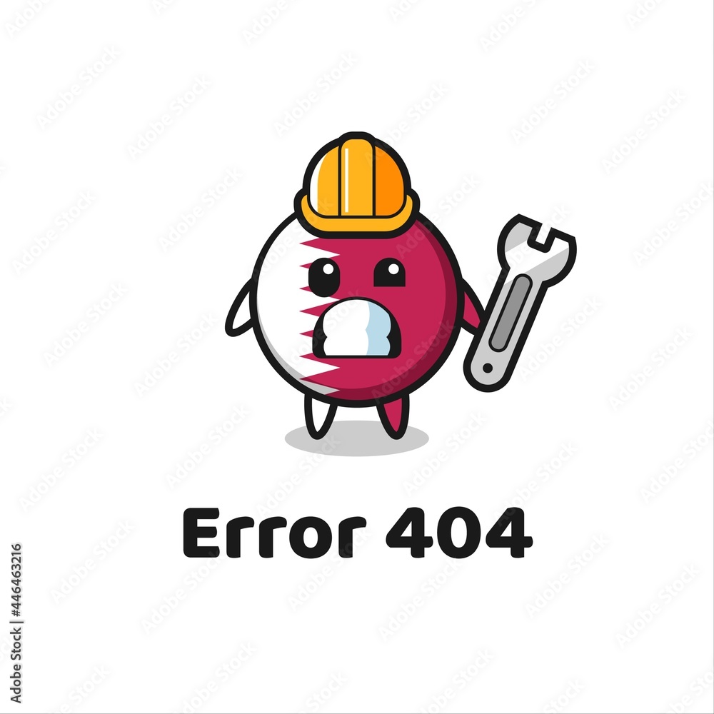 error 404 with the cute qatar flag badge mascot