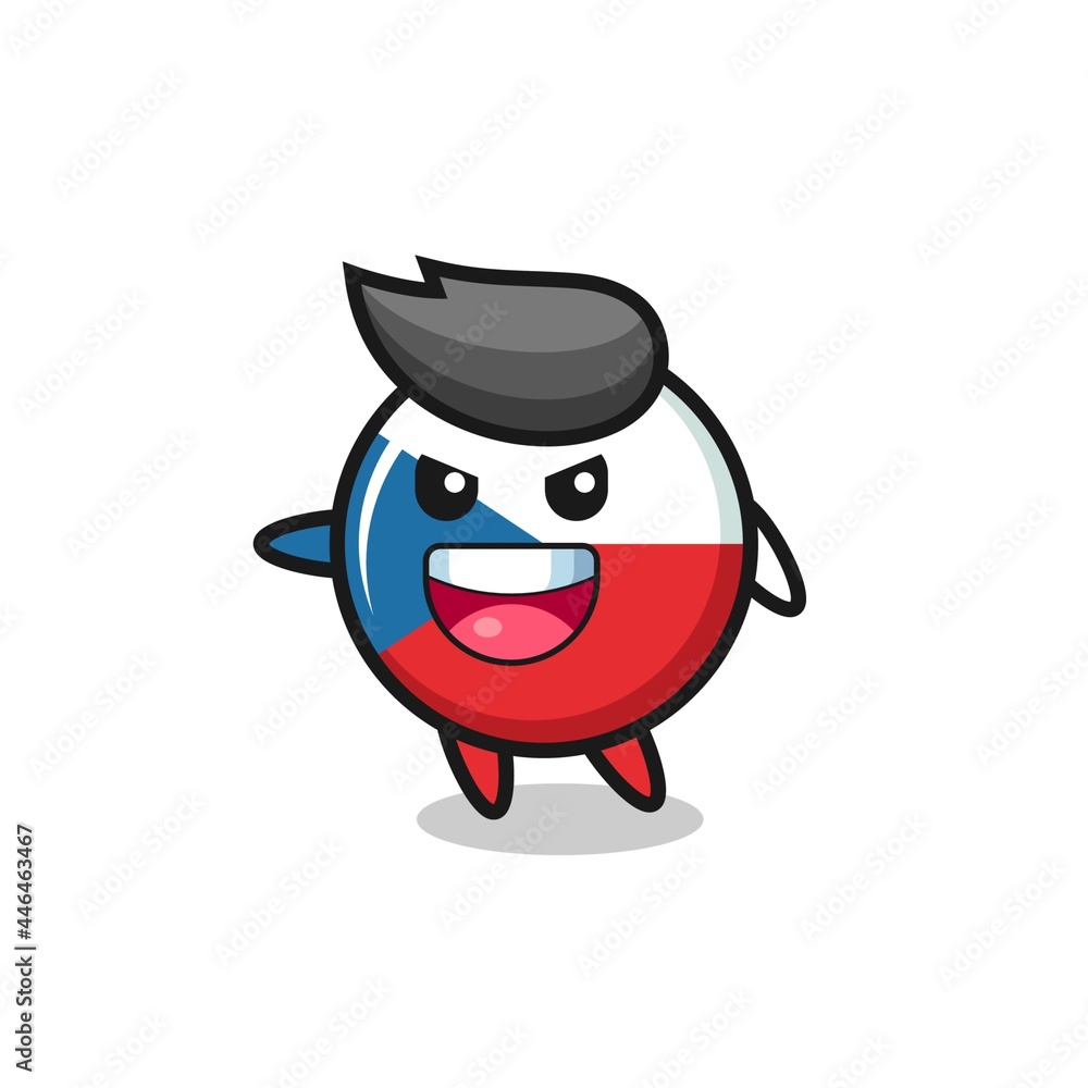 czech republic flag badge cartoon with very excited pose
