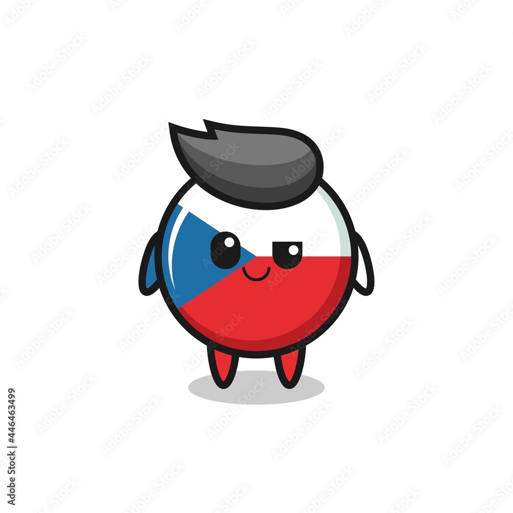 czech republic flag badge cartoon with an arrogant expression