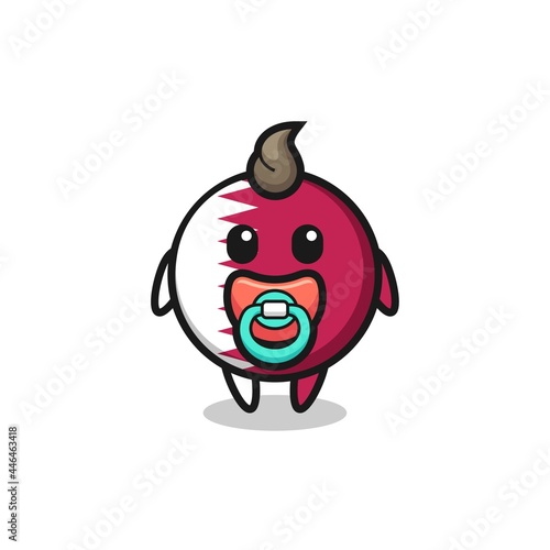baby qatar flag badge cartoon character with pacifier