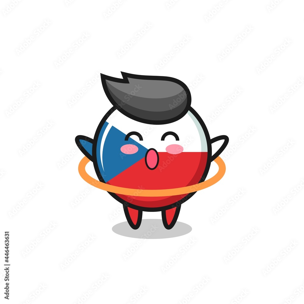 cute czech republic flag badge cartoon is playing hula hoop cute czech republic flag badge cartoon is playing hula hoop