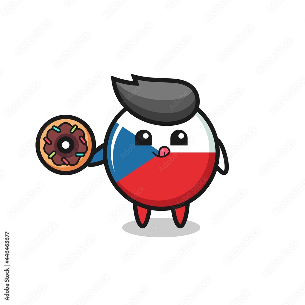 illustration of an czech republic flag badge character eating a doughnut illustration of an czech republic flag badge character eating a doughnut