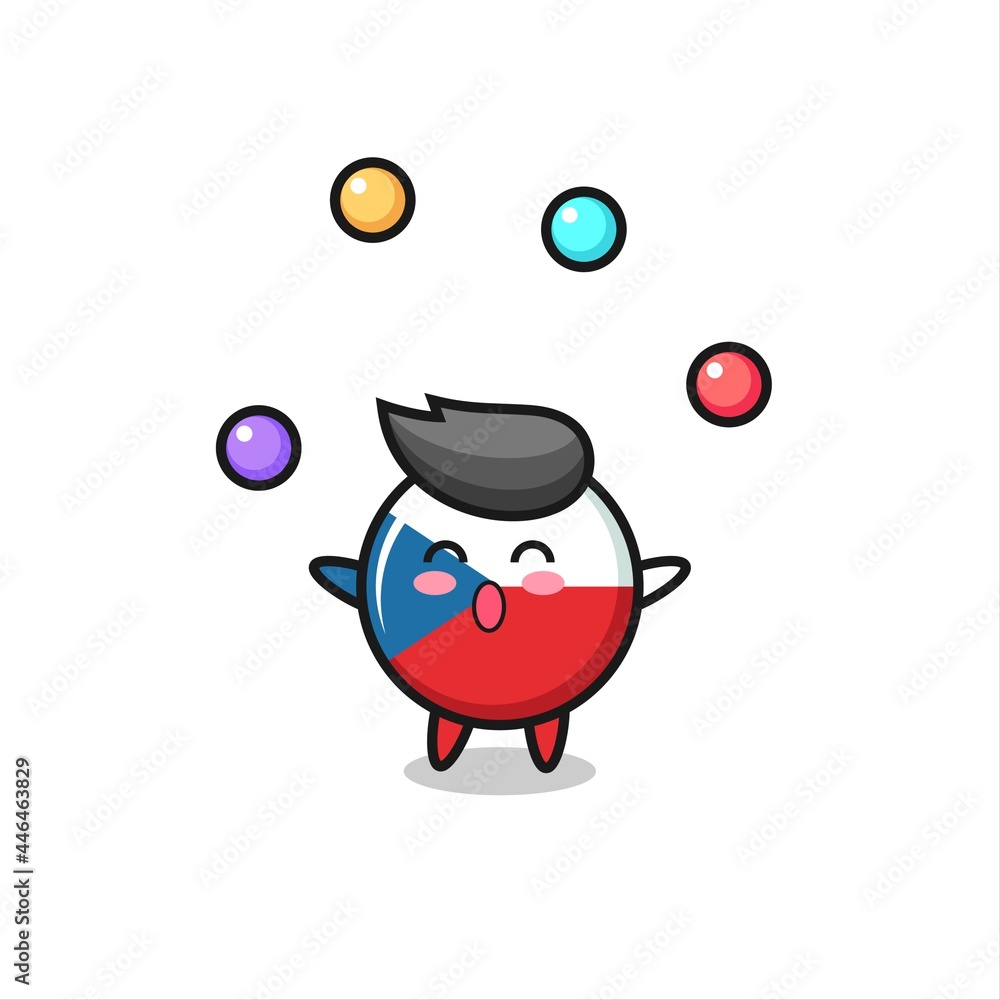 the czech republic flag badge circus cartoon juggling a ball