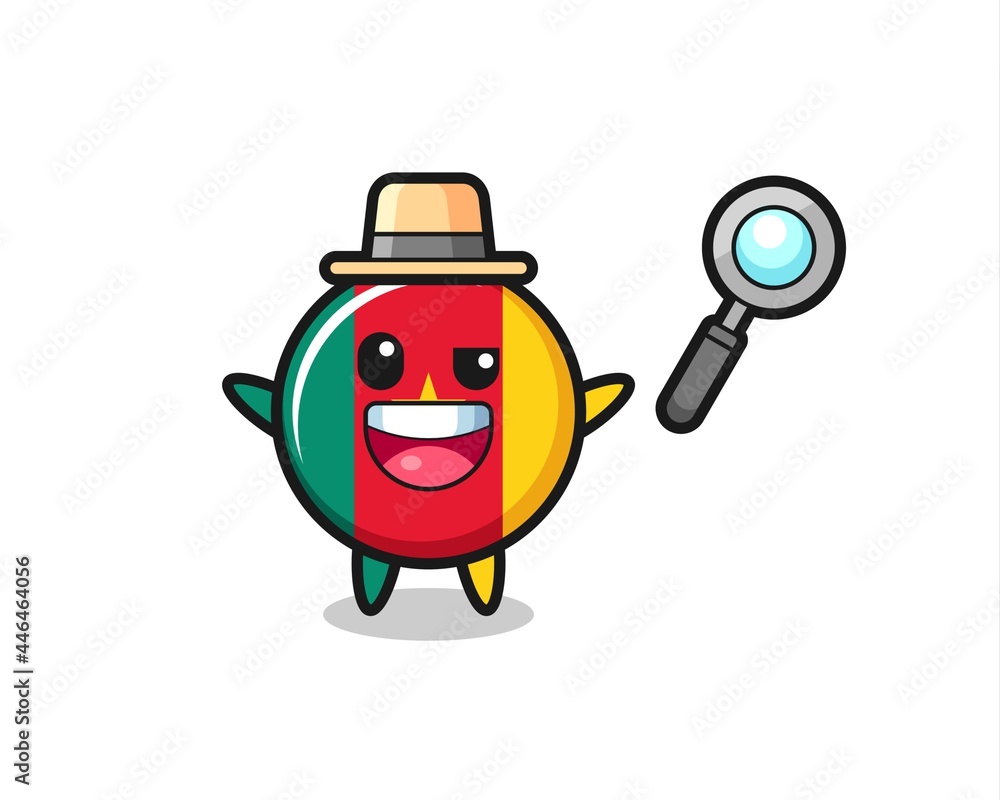 illustration of the cameroon flag badge mascot as a detective who manages to solve a case