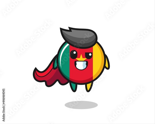 the cute cameroon flag badge character as a flying superhero © heriyusuf
